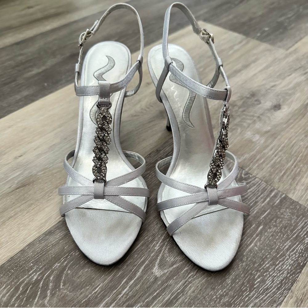 Nina Shoes Elegant Silver Strappy Women's Heels Size 6.5